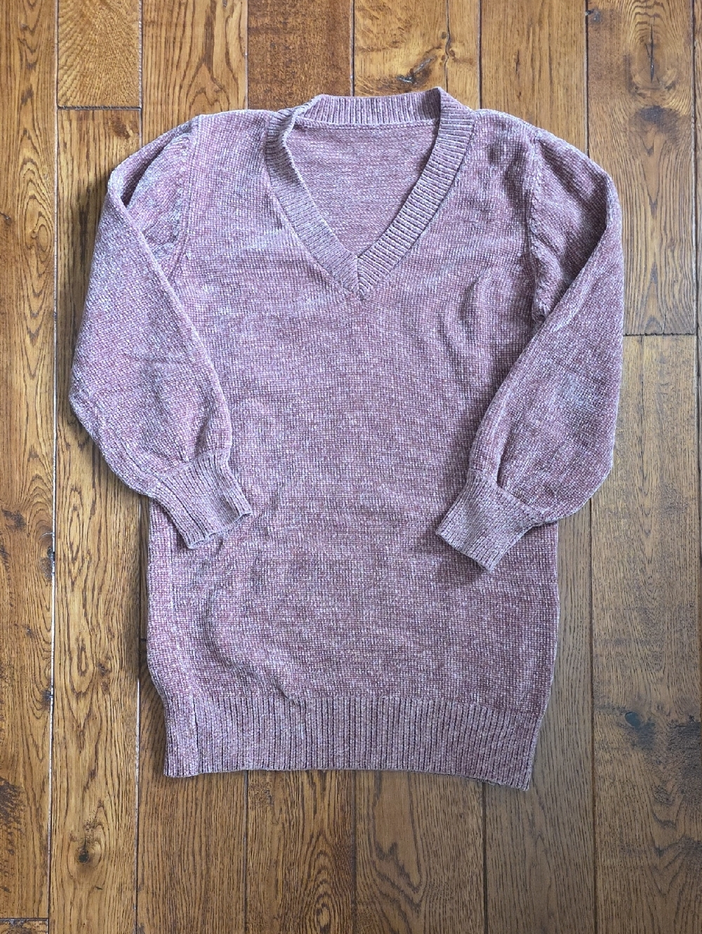 SHEIN Dusty Rose Chenille V-Neck Sweater